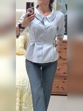 Loft Light Gray Shimmerng Button-Front Jacket XS
